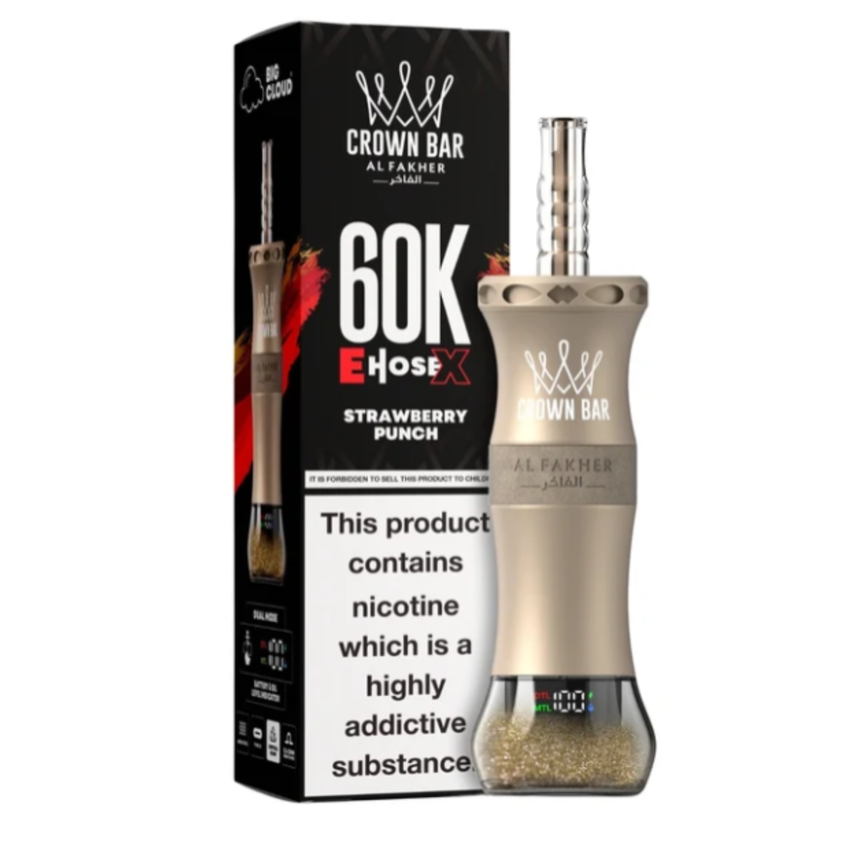 STRAWBERRY PUNCH AL FAKHER CROWN BAR EHOSE X DISPOSABLE 60000 PUFFS