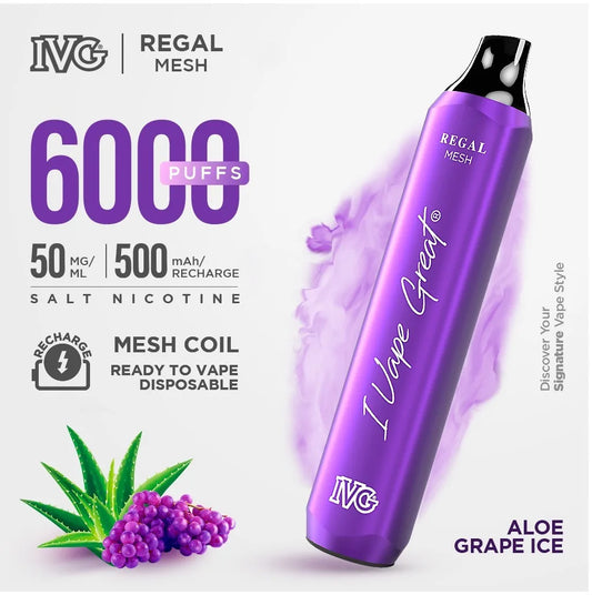 ALOE GRAPE ICE IVG REGAL DISPOSABLE 6000 PUFF
