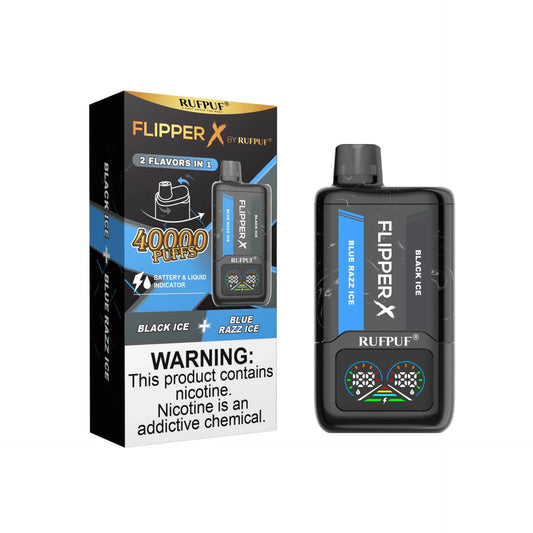 BLACK ICE AND BLUE RAZZ ICE RUFPUF FLIPPER X DISPOSABLE 40000 PUFFS