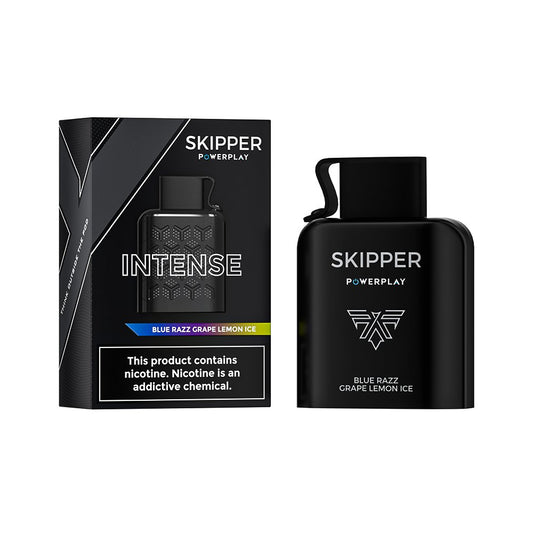 BLUE RAZZ GRAPE LEMON ICE SKIPPER POWERPLAY INTENSE POD 16000 PUFFS
