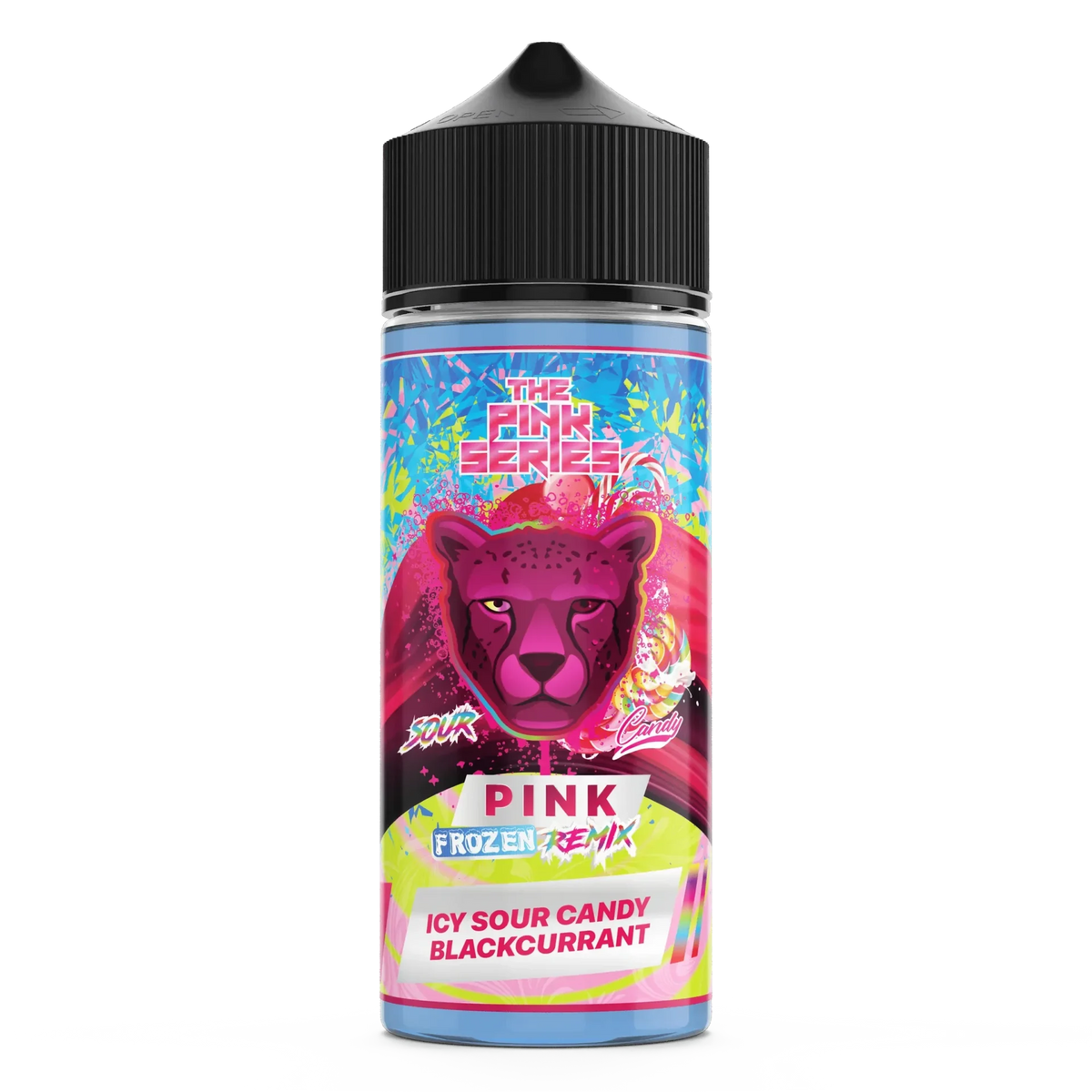 ICY SOURE CANDY BLACKCURRANT PINK FROZEN ICE DR VAPES PANTHER SERIES 120ML