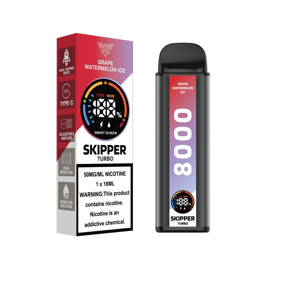 GRAPE WATERMELON ICE SKIPPER TURBO 10K DISPOSABLE