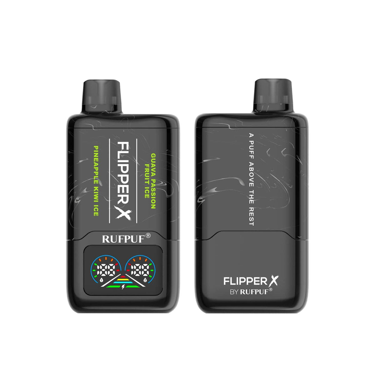 GUAVA PASSION FRUIT ICE AND PINEAPPLE KIWI ICE RUFPUF FLIPPER X DISPOSABLE 20000 PUFFS