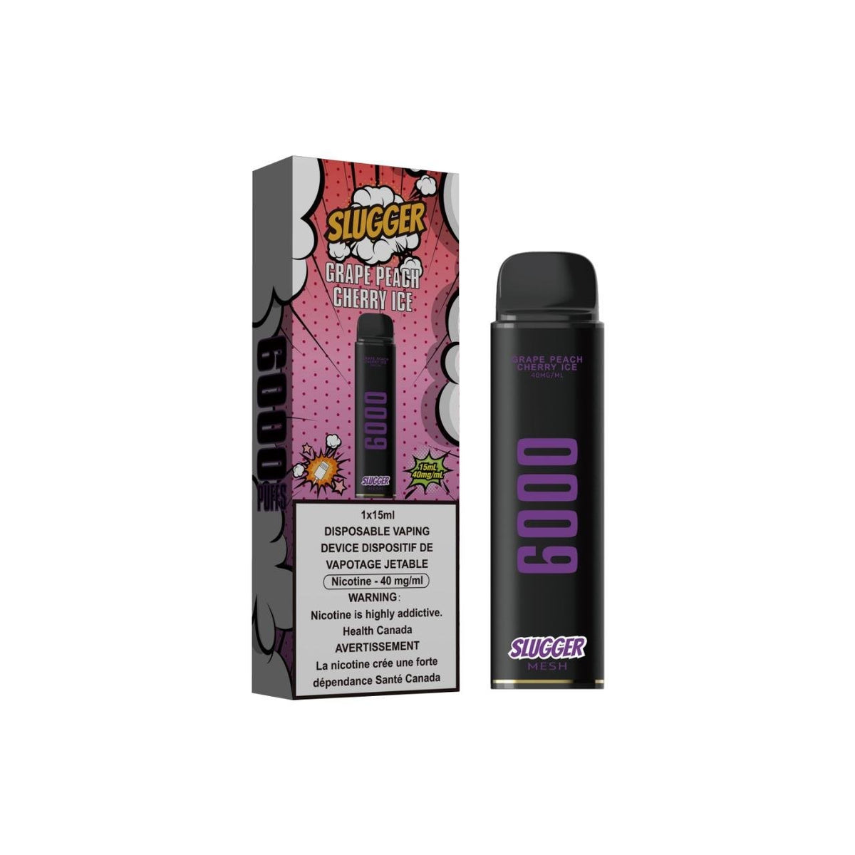 GRAPE PEACH CHERRY ICE SLUGGER DISPOSABLE 6000 PUFFS
