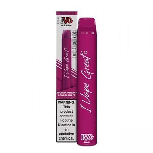 SOUR RASPBERRY POMEGRANATE IVG BAR MAX DISPOSABLE 3000 PUFFS