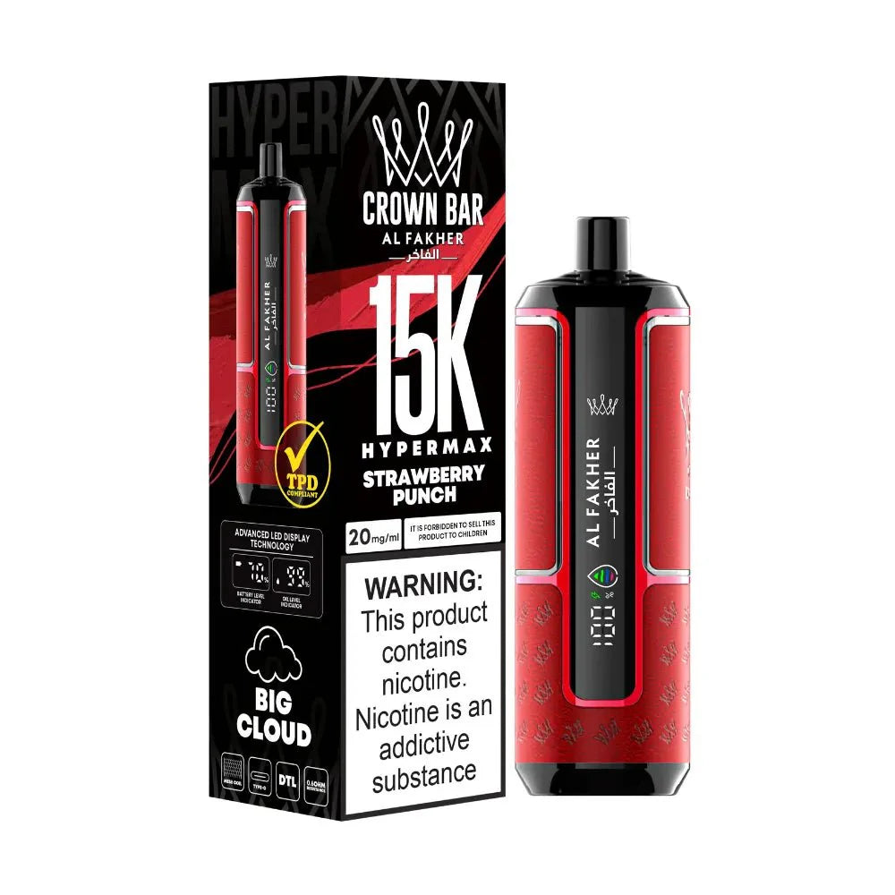 STRAWBERRY PUNCH AL FAKHER CROWN BAR HYPERMAX DISPOSABLE 15000 PUFFS