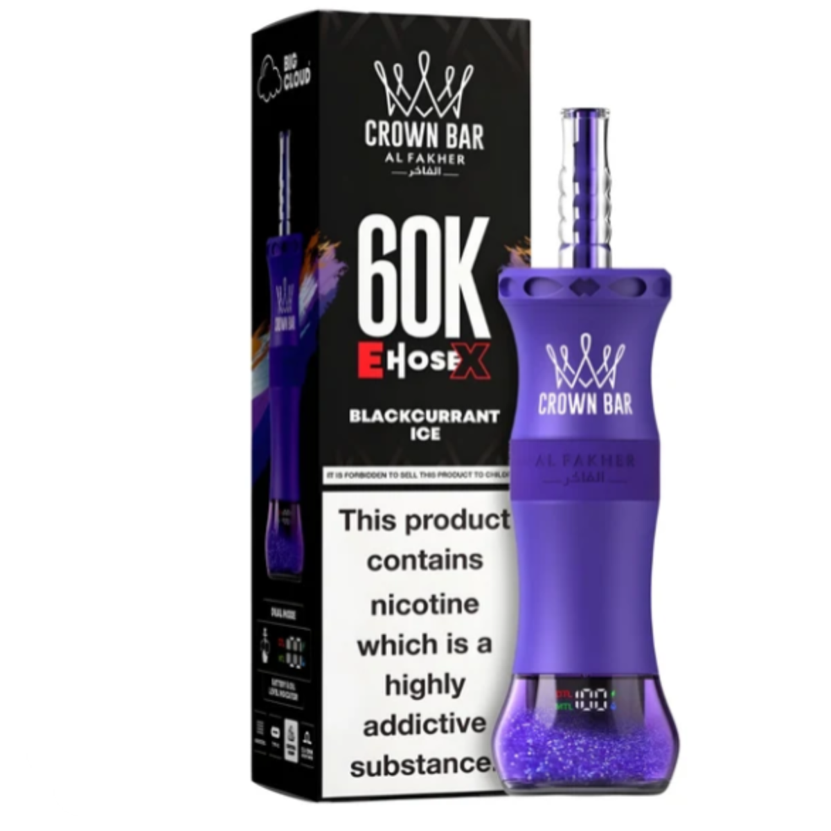 BLACKCURRANT ICE AL FAKHER CROWN BAR EHOSE X DISPOSABLE 60000 PUFFS