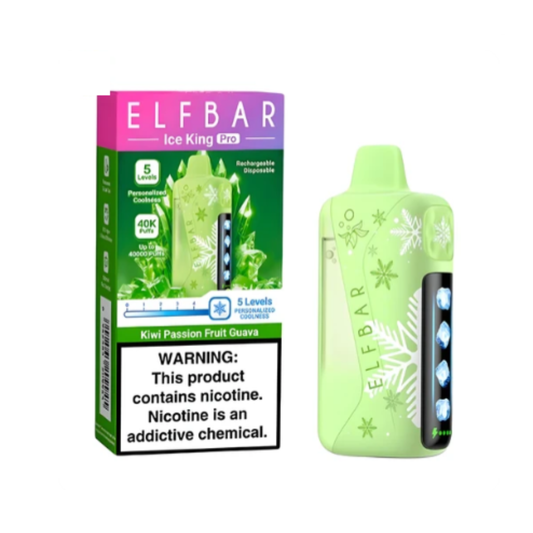 KIWI PASSION FRUIT GUAVA ELFBAR ICE KING PRO DISPOSABLE 40000 PUFFS