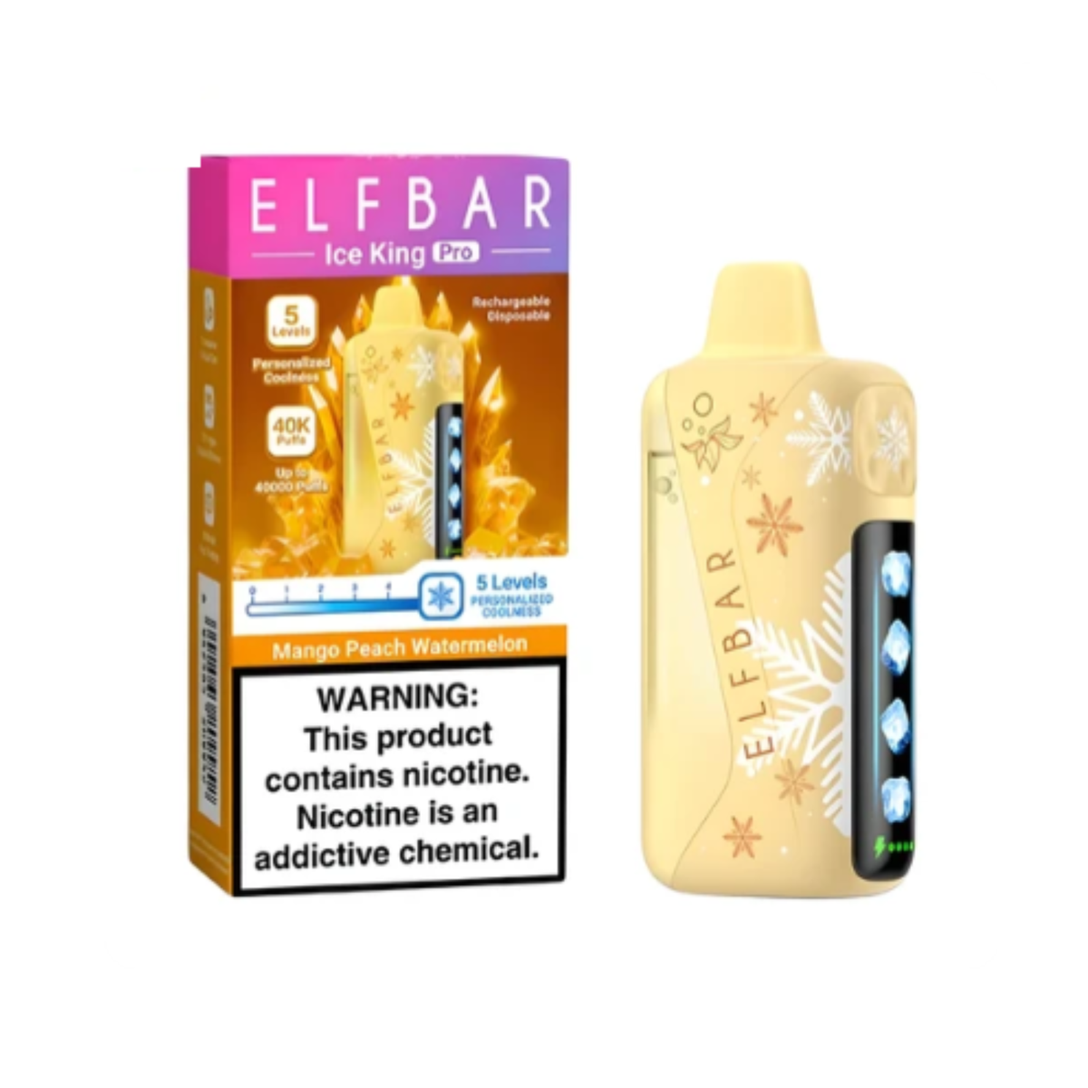 MANGO PEACH WATERMELON ELFBAR ICE KING PRO DISPOSABLE 40000 PUFFS