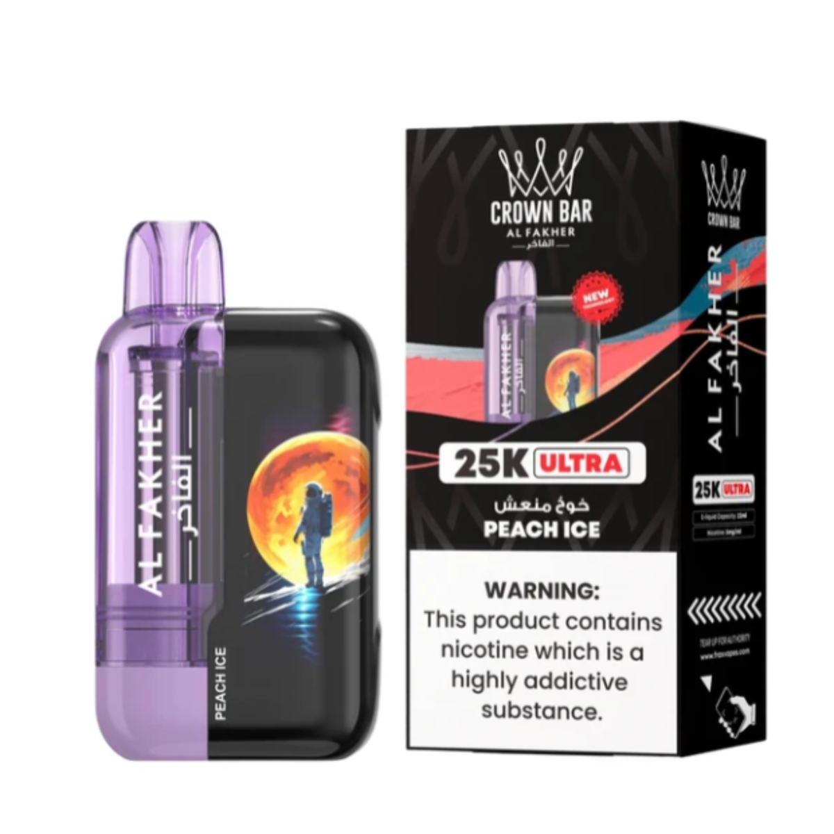 PEACH ICE AL FAKHER CROWN BAR ULTRA DISPOSABLE 25000 PUFFS