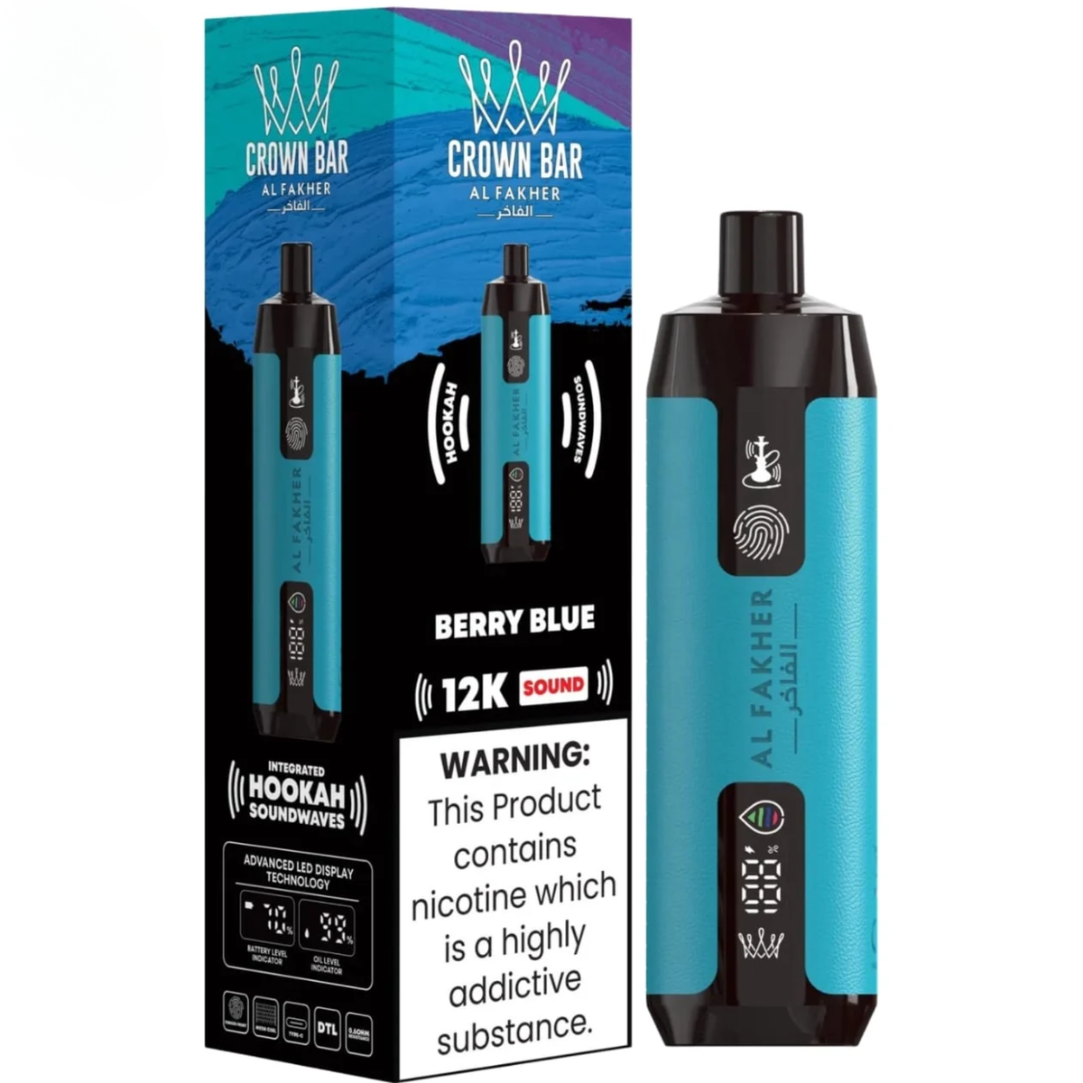 BERRY BLUE AL FAKHER CROWN BAR DISPOSABLE 12000 PUFFS