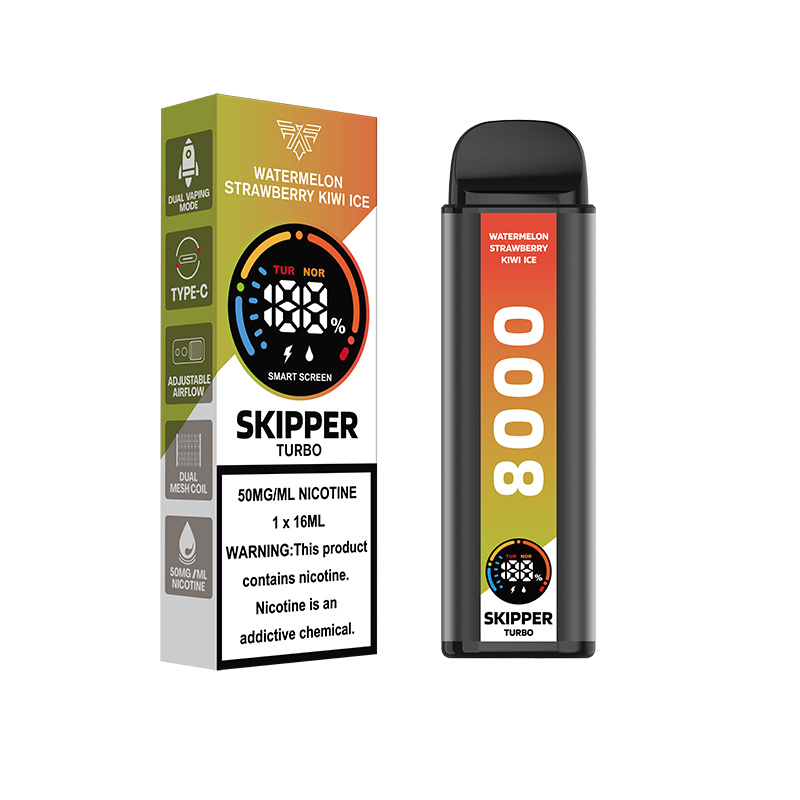 WATERMELON STRAWBERRY KIWI ICE SKIPPER TURBO 10K DISPOSABLE