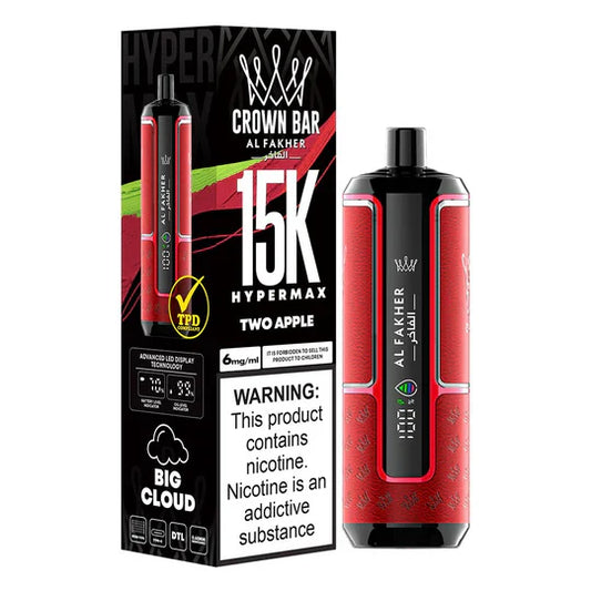 TWO APPLE AL FAKHER CROWN BAR HYPERMAX DISPOSABLE 15000 PUFFS