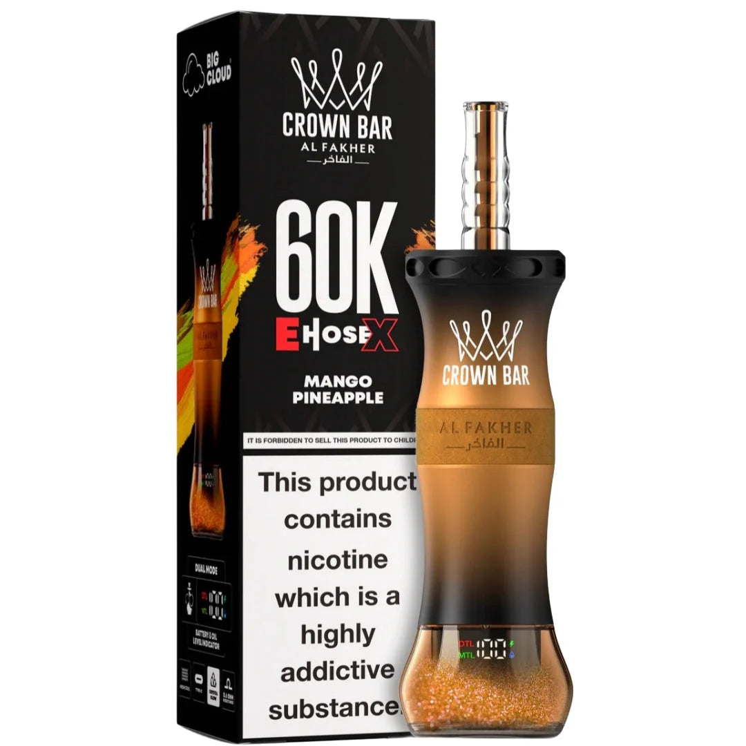 MANGO PINEAPPLE AL FAKHER CROWN BAR EHOSE X DISPOSABLE 60000 PUFFS