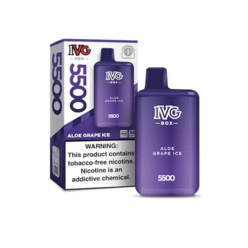 ALOE GRAPE ICED IVG BAR BOX DISPOSABLE 5500 PUFFS ALOE GRAPE ICED IVG BAR BOX DISPOSABLE 5500 PUFFS