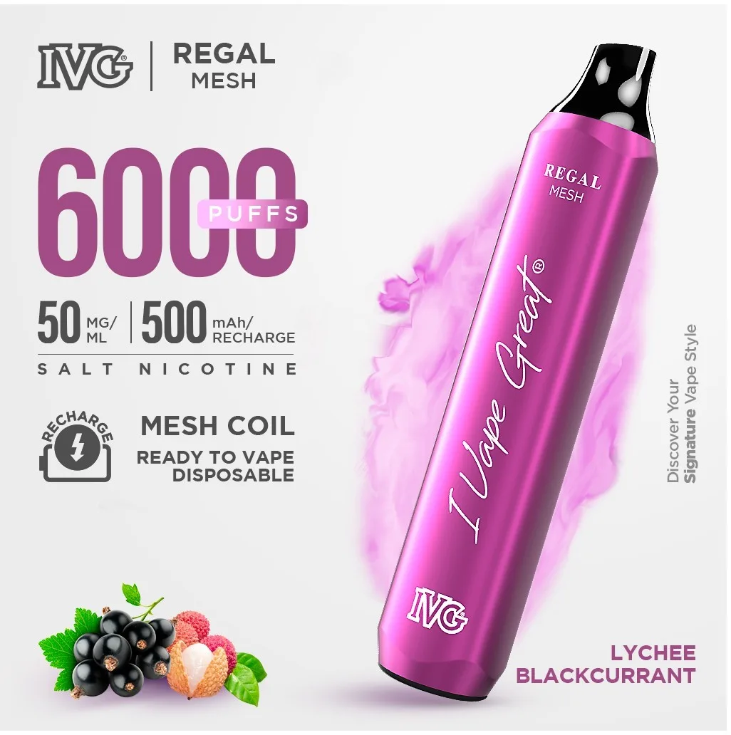 LYCHEE BLACKCURRANT IVG REGAL DISPOSABLE LYCHEE BLACKCURRANT IVG REGAL DISPOSABLE