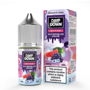 <h1>ICED WATERMELON GRAPE DRIP DOWN EDITION</h1> Iced Watermelon Grape Drip Down Edition 30ml" is an exciting e-liquid that blends the juicy sweetness of watermelon with the vibrant tanginess of grape, enhanced by a refreshing menthol kick. This vape juice promises a dynamic and invigorating flavor experience that combines fruity sweetness with a cool finish. Upon inhalation, you'll be greeted with the refreshing and juicy flavor of watermelon. Watermelon offers a sweet and hydrating taste that is reminiscent of summertime refreshment. This initial burst of flavor sets a refreshing and enjoyable tone for your vaping session. <strong>YOU CAN EXPLORE MORE DRIP DOWN NICSALT FLAVORS<a href="https://rockstarvapor.co/product-category/e-liquids/salt-nic-in-pakistan/drip-down-ejuice-pakistan/"> HERE!</a></strong> <p class="selectable-text copyable-text iq0m558w g0rxnol2" dir="ltr"><span class="selectable-text copyable-text">At Rockstar, we believe every purchase is an experience of convenience, quality, and satisfaction.</span></p> <p class="selectable-text copyable-text iq0m558w g0rxnol2" dir="ltr"><span class="selectable-text copyable-text jv8stmnn">*</span><b><strong class="selectable-text copyable-text nbipi2bn">Price Match Guarantee:</strong></b><span class="selectable-text copyable-text jv8stmnn">*</span><span class="selectable-text copyable-text"> We’re committed to offering you the best value on your purchases. If you find a lower price on an identical item from a competitor, simply let us know, and we’ll beat it.</span></p> <p class="selectable-text copyable-text iq0m558w g0rxnol2" dir="ltr"><span class="selectable-text copyable-text">Shop with confidence, knowing that you’re getting the best deal possible. Enjoy the ease of browsing and purchasing from the comfort of your home, Explore our catalog, place order, and get doorstep delivery. Our knowledgeable and friendly team is here to assist you with your order to make your shopping enjoyable,</span></p> <p class="selectable-text copyable-text iq0m558w g0rxnol2" dir="ltr"><span class="selectable-text copyable-text">We are located just around the corner in <a href="https://www.google.com/maps?ll=24.797475,67.044777&z=16&t=m&hl=en&gl=US&mapclient=embed&cid=3248600491974334453" target="_blank" rel="noopener">DHA Phase 5</a> & <a href="https://www.google.com/maps/place/Rockstar+Vapor+Co+-+Clifton+(Vape+Store)/@24.8271319,67.0278464,17z/data=!4m14!1m7!3m6!1s0x3eb33d243236324b:0xaa9b07f8edc863c0!2sRockstar+Vapor+Co+-+Clifton+(Vape+Store)!8m2!3d24.8271319!4d67.0304213!16s%2Fg%2F11twsg4yj7!3m5!1s0x3eb33d243236324b:0xaa9b07f8edc863c0!8m2!3d24.8271319!4d67.0304213!16s%2Fg%2F11twsg4yj7?entry=tt" target="_blank" rel="noopener">Clifton Boat Basin</a>, any of our store is your go-to spot for the latest vape gear, trendsetting flavors, and a vibe that’s as chill as it gets.</span></p> ICED WATERMELON GRAPE DRIP DOWN EDITION