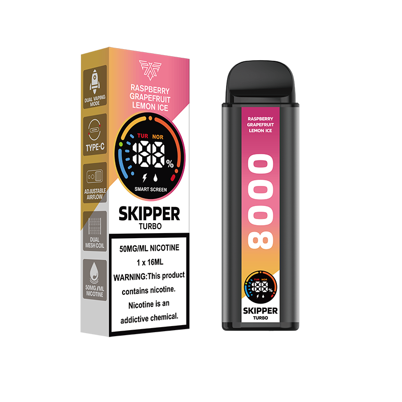 RASPBERRY GRAPEFRUIT LEMON ICE SKIPPER TURBO 10K DISPOSABLE RASPBERRY GRAPEFRUIT LEMON ICE SKIPPER TURBO 10K DISPOSABLE