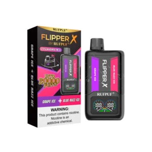 <h1>BLUE RAZZ ICE AND GRAPE ICE RUFPUF FLIPPER X DISPOSABLE</h1> The <strong>RufPuf Flipper X Disposable 20,000 Puffs</strong> in <strong>Blue Razz Ice & Grape Ice</strong> offers a perfect blend of bold berry and grape flavors, enhanced by a refreshing icy finish. Designed for long-lasting use, this disposable vape provides up to <strong>20,000 puffs</strong> of smooth, satisfying flavor—ideal for vapers who want a premium, hassle-free experience. Whether you're looking for a tart, fruity kick or a cool, juicy sensation, the <strong>RufPuf Flipper X</strong> delivers both with every puff. <strong>YOU CAN EXPLORE MORE FLIPPER X DISPOSABLES<a href="https://rockstarvapor.co/product-category/rufpuf-flipper-x-20000-puffs-disposables/"> HERE!</a></strong> <p class="selectable-text copyable-text iq0m558w g0rxnol2" dir="ltr"><span class="selectable-text copyable-text">At Rockstar, we believe every purchase is an experience of convenience, quality, and satisfaction.</span></p> <p class="selectable-text copyable-text iq0m558w g0rxnol2" dir="ltr"><span class="selectable-text copyable-text jv8stmnn">*</span><b><strong class="selectable-text copyable-text nbipi2bn">Price Match Guarantee:</strong></b><span class="selectable-text copyable-text jv8stmnn">*</span><span class="selectable-text copyable-text"> We’re committed to offering you the best value on your purchases. If you find a lower price on an identical item from a competitor, simply let us know, and we’ll beat it.</span></p> <p class="selectable-text copyable-text iq0m558w g0rxnol2" dir="ltr"><span class="selectable-text copyable-text">Shop with confidence, knowing that you’re getting the best deal possible. Enjoy the ease of browsing and purchasing from the comfort of your home, Explore our catalog, place order, and get doorstep delivery. Our knowledgeable and friendly team is here to assist you with your order to make your shopping enjoyable,</span></p> <p class="selectable-text copyable-text iq0m558w g0rxnol2" dir="ltr"><span class="selectable-text copyable-text">We are located just around the corner in <a href="https://www.google.com/maps?ll=24.797475,67.044777&z=16&t=m&hl=en&gl=US&mapclient=embed&cid=3248600491974334453" target="_blank" rel="noopener">DHA Phase 5</a> & <a href="https://www.google.com/maps/place/Rockstar+Vapor+Co+-+Clifton+(Vape+Store)/@24.8271319,67.0278464,17z/data=!4m14!1m7!3m6!1s0x3eb33d243236324b:0xaa9b07f8edc863c0!2sRockstar+Vapor+Co+-+Clifton+(Vape+Store)!8m2!3d24.8271319!4d67.0304213!16s%2Fg%2F11twsg4yj7!3m5!1s0x3eb33d243236324b:0xaa9b07f8edc863c0!8m2!3d24.8271319!4d67.0304213!16s%2Fg%2F11twsg4yj7?entry=tt" target="_blank" rel="noopener">Clifton Boat Basin</a>, any of our store is your go-to spot for the latest vape gear, trendsetting flavors, and a vibe that’s as chill as it gets.</span></p> BLUE RAZZ ICE AND GRAPE ICE RUFPUF FLIPPER X DISPOSABLE 2000O PUFFS