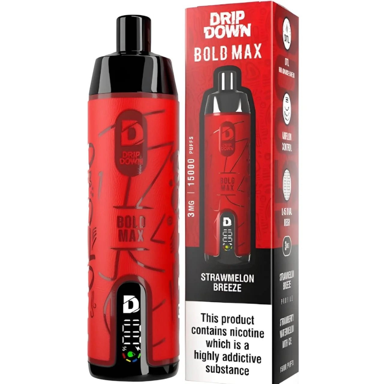 STRAWELON BREEZE STRAWMELON BREEZE DRIP DOWN BOLD MAX DISPOSABLE 15000 PUFFS - Image 1