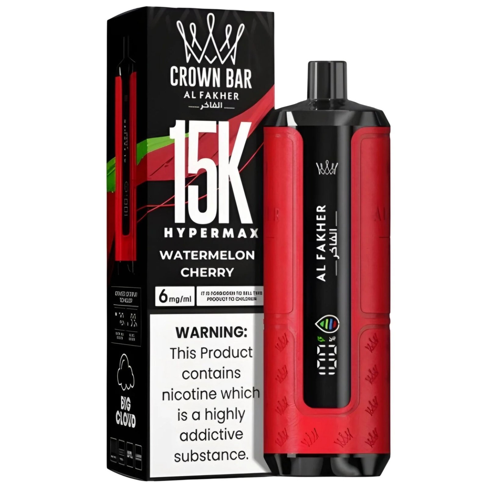 WATERMELON CHERRY AL FAKHER CROWN BAR HYPERMAX DISPOSABLE 15000 PUFFS WATERMELON CHERRY AL FAKHER CROWN BAR HYPERMAX DISPOSABLE 15000 PUFFS