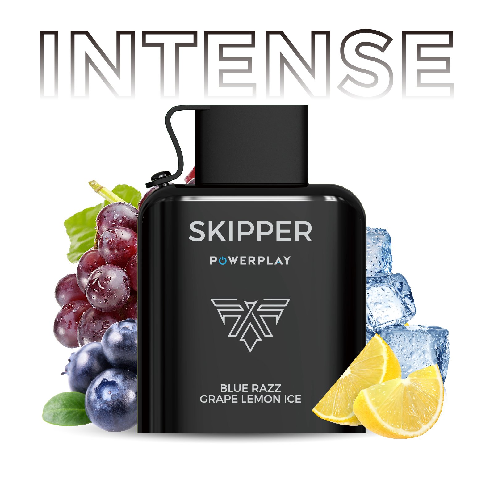BLUE RAZZ GRAPE LEMON ICE SKIPPER POWERPLAY INTENSE POD BLUE RAZZ GRAPE LEMON ICE SKIPPER POWERPLAY INTENSE POD